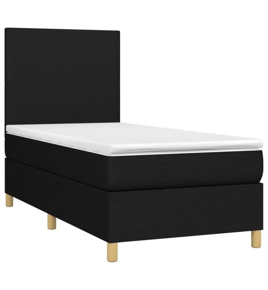 Sommier tapissier avec matelas et LED Noir 90x190 cm Tissu