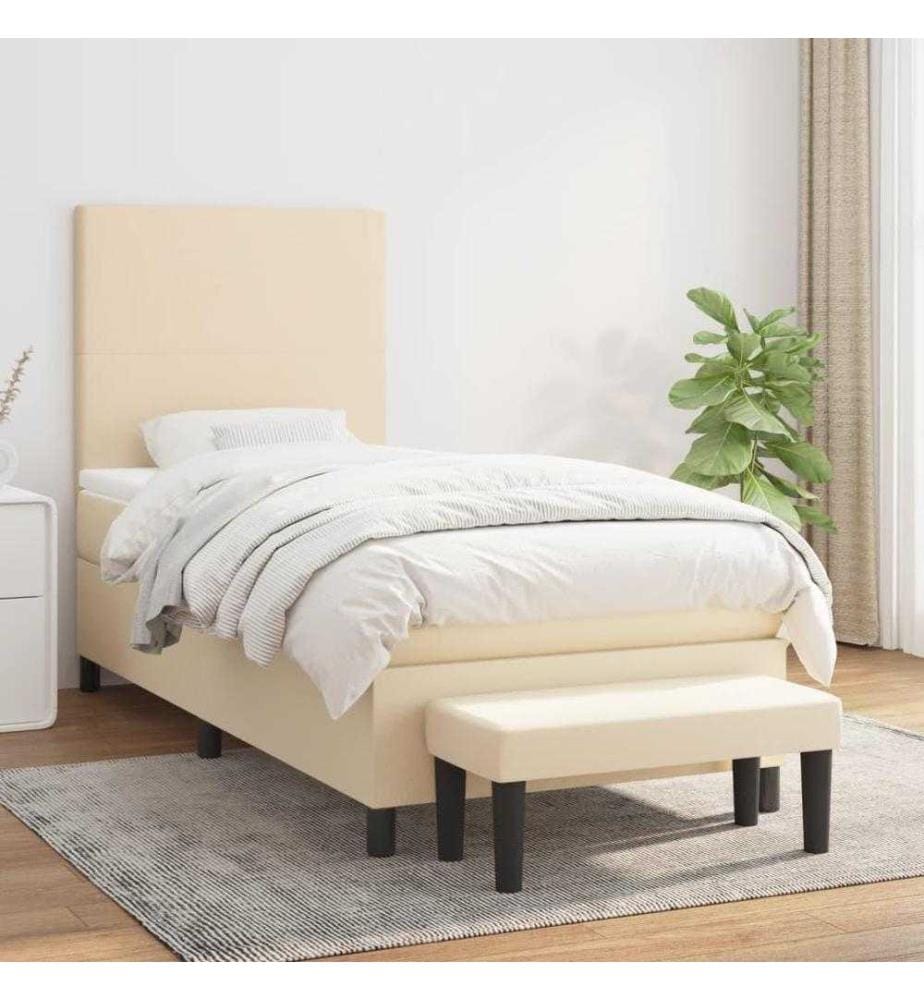 Boxspringbett mit Matratze Creme 80x200 cm Stoff
