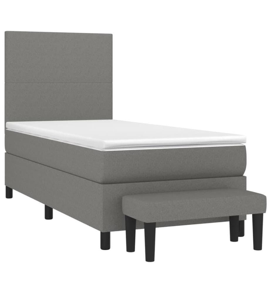 Boxspringbett mit Matratze Dunkelgrau 100x200 cm Stoff