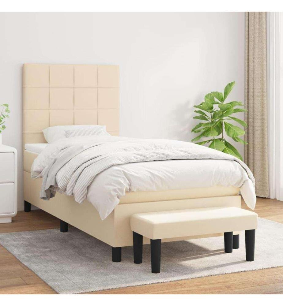 Boxspringbett mit Matratze Creme 80x200 cm Stoff