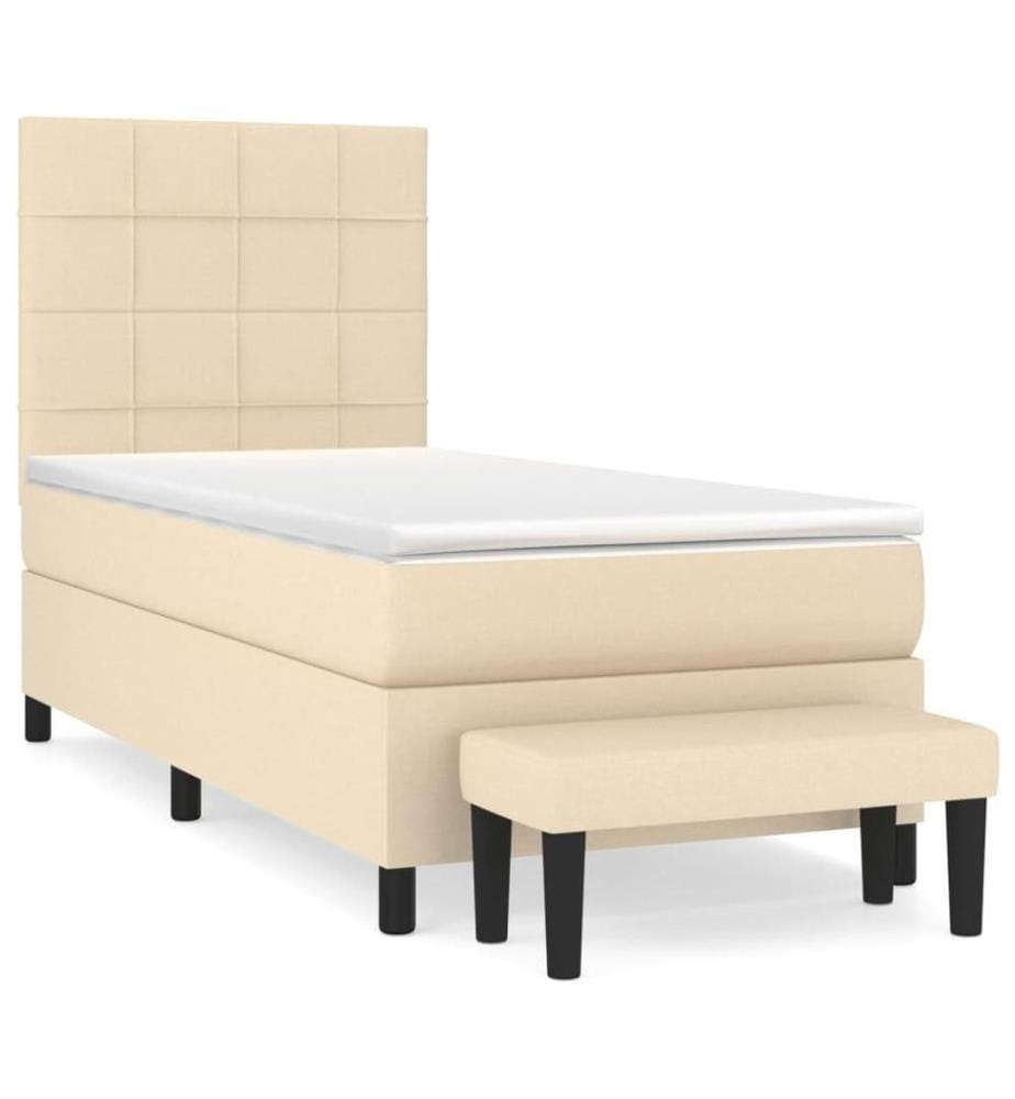 Boxspringbett mit Matratze Creme 80x200 cm Stoff