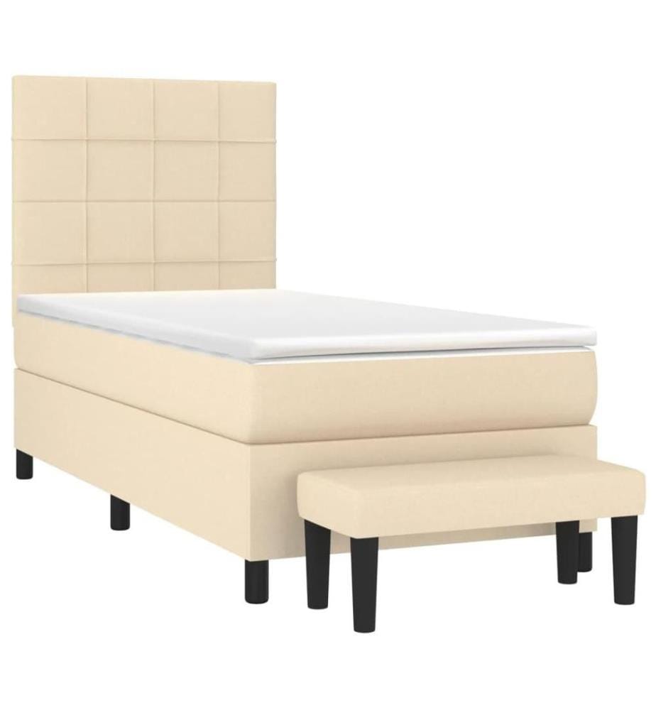 Boxspringbett mit Matratze Creme 80x200 cm Stoff