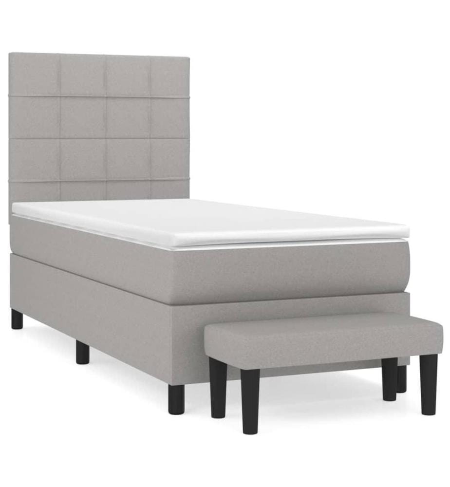 Boxspringbett mit Matratze Hellgrau 100x200 cm Stoff