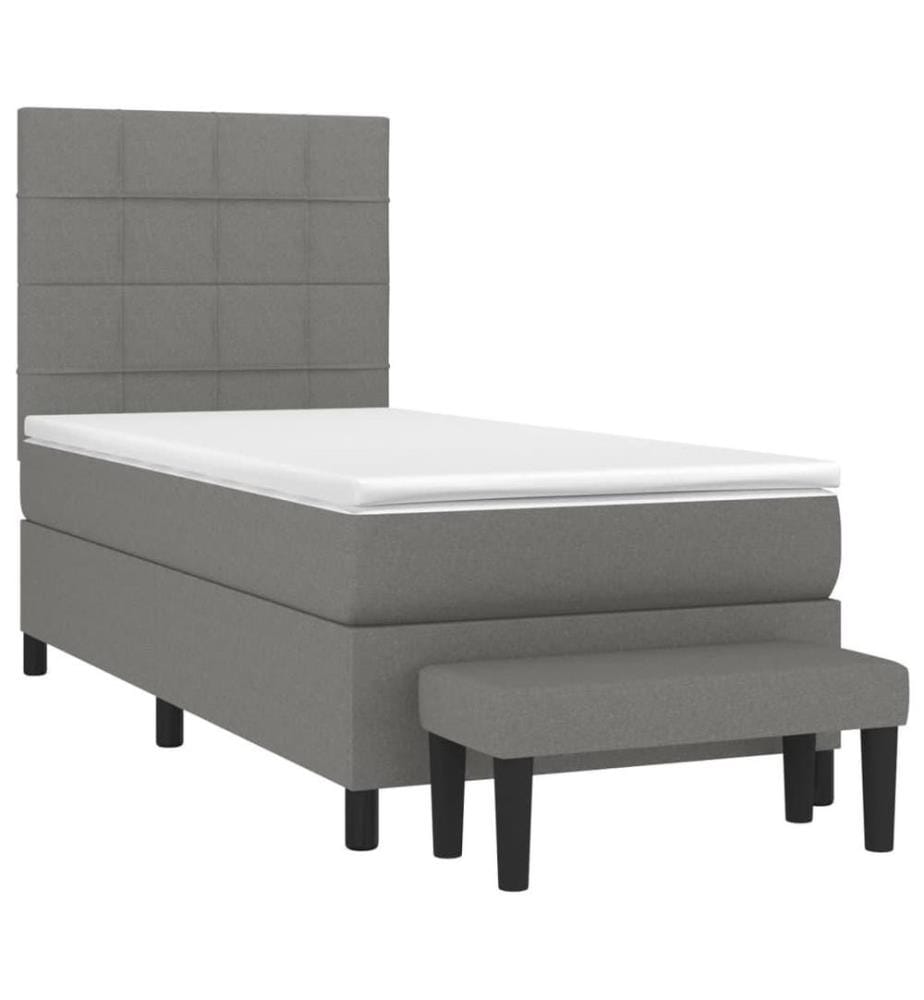 Boxspringbett mit Matratze Dunkelgrau 100x200 cm Stoff