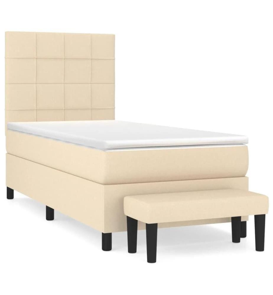 Boxspringbett mit Matratze Creme 100x200 cm Stoff