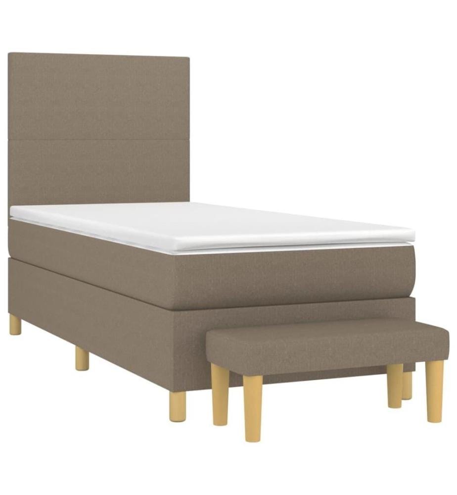 Lit à sommier tapissier avec matelas Taupe 90x200 cm Tissu