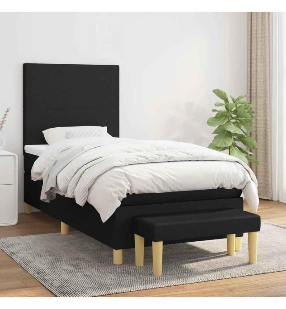 Boxspringbett mit Matratze Schwarz 100x200 cm Stoff