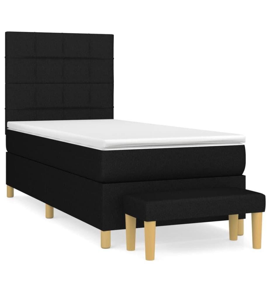 Lit à sommier tapissier avec matelas Noir 90x200 cm Tissu