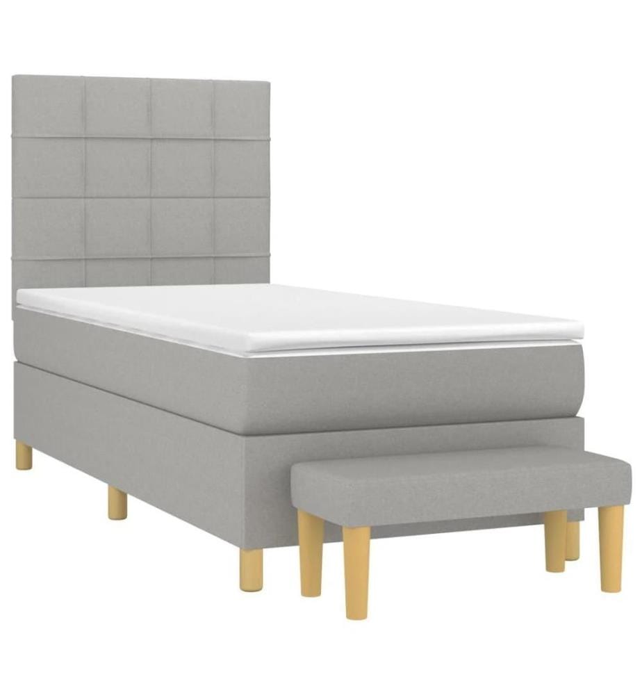 Boxspringbett mit Matratze Hellgrau 100x200 cm Stoff