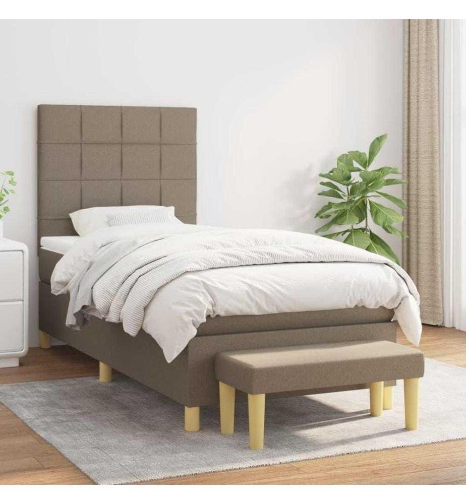 Boxspringbett mit Matratze Taupe 100x200 cm Stoff