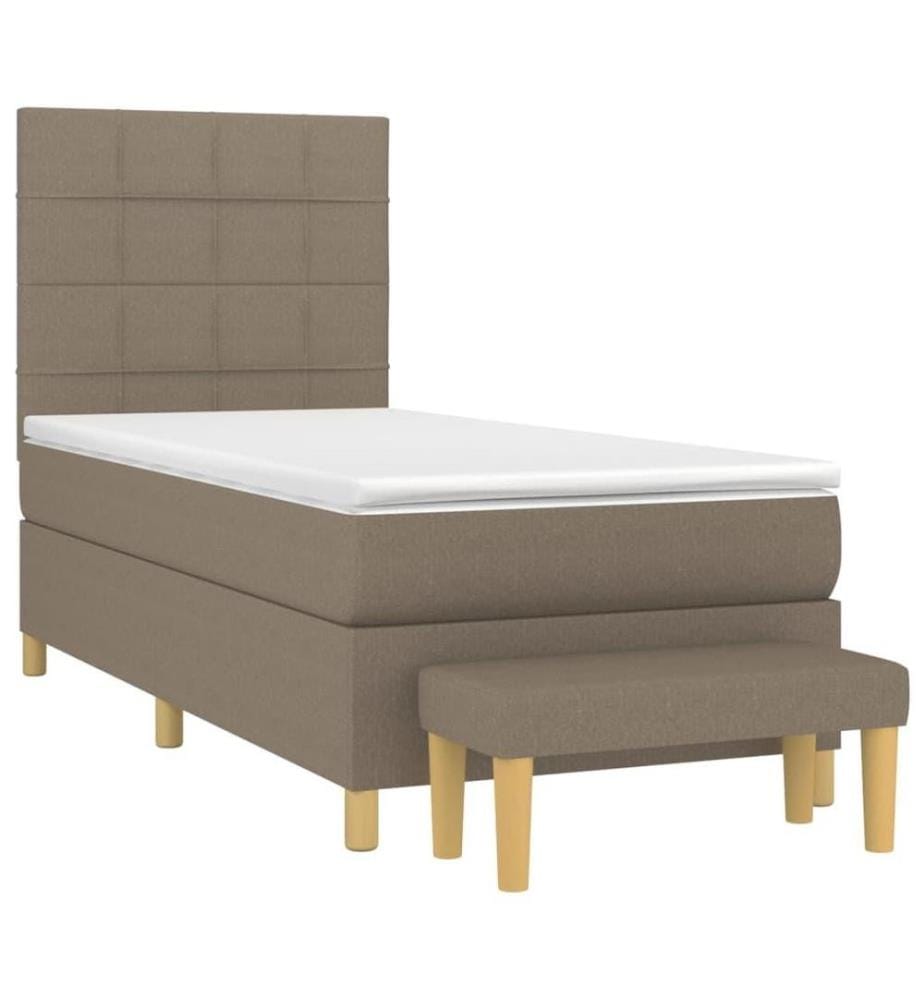 Boxspringbett mit Matratze Taupe 100x200 cm Stoff