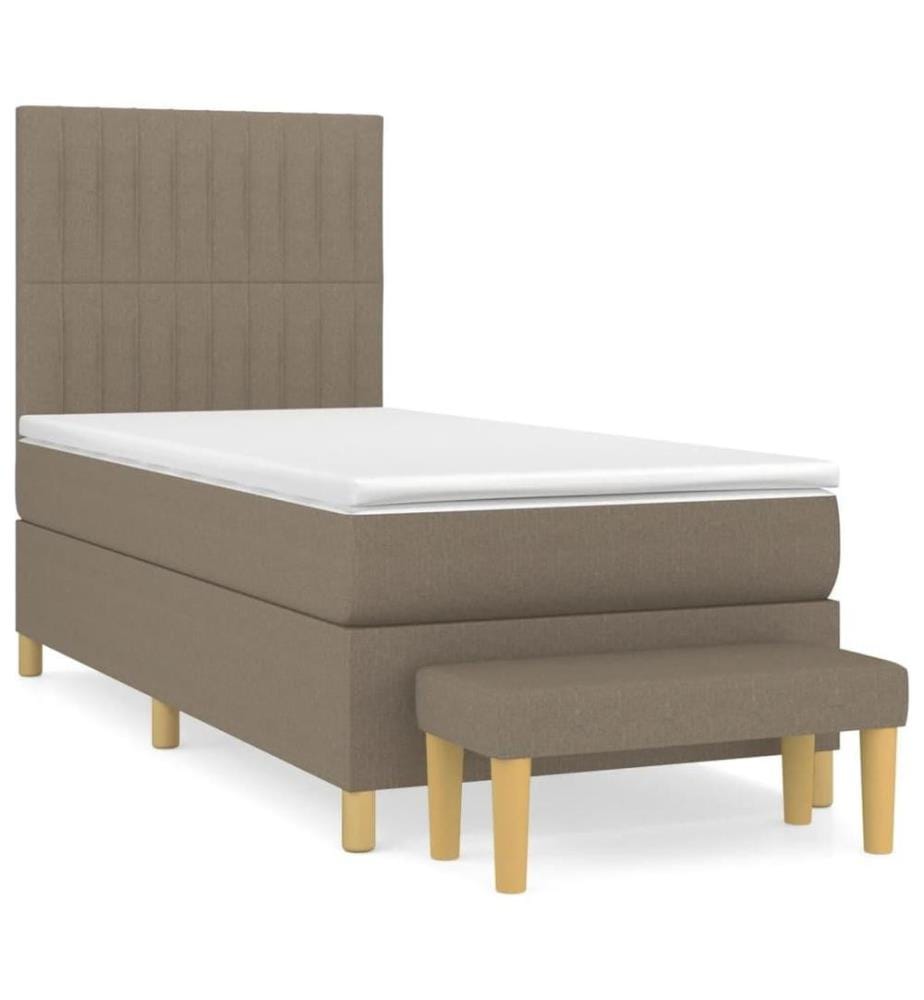 Lit à sommier tapissier avec matelas Taupe 90x200 cm Tissu
