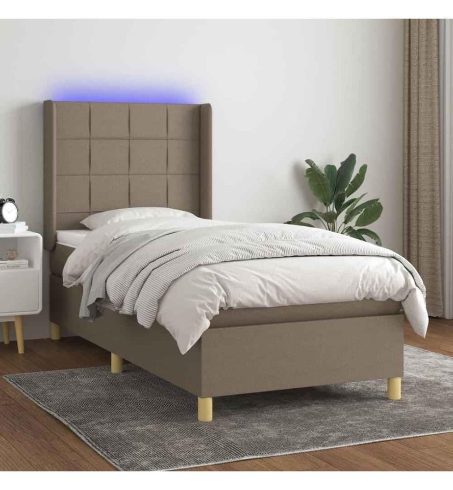 Boxspringbett mit Matratze & LED Taupe 100x200 cm Stoff