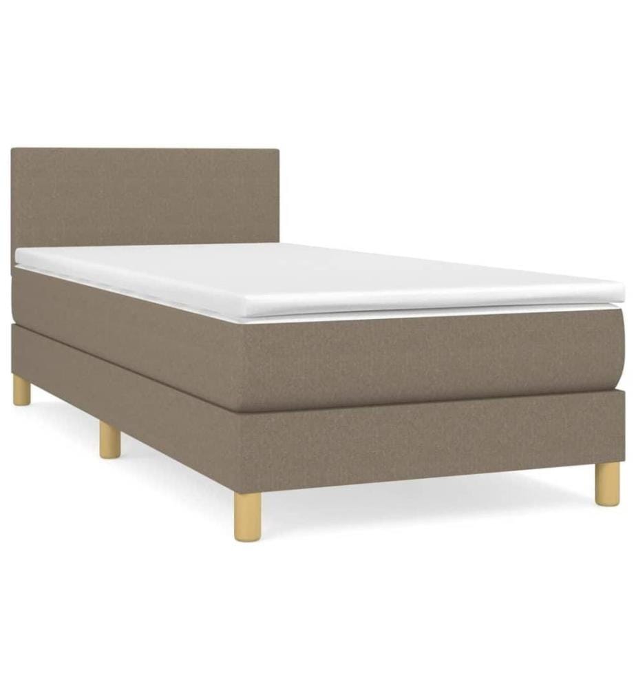 Lit à sommier tapissier avec matelas Taupe 90x200 cm Tissu