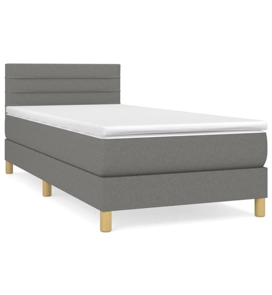 Boxspringbett mit Matratze Dunkelgrau 80x200 cm Stoff