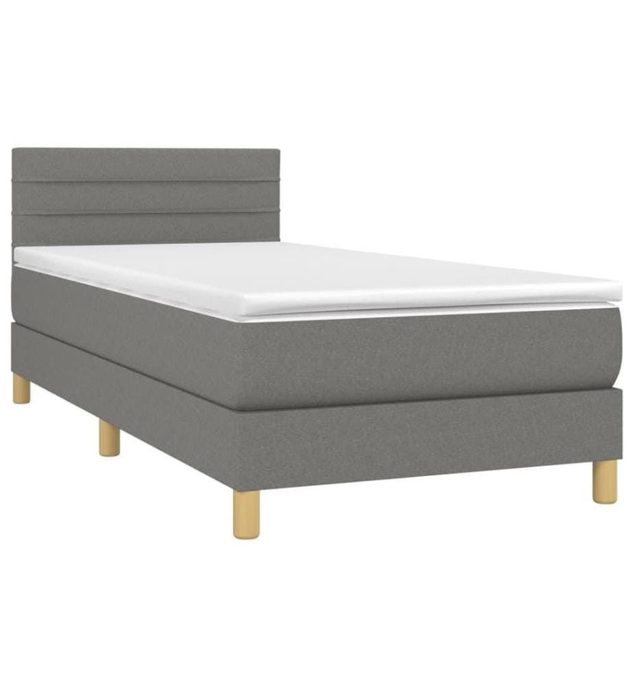 Boxspringbett mit Matratze Dunkelgrau 80x200 cm Stoff