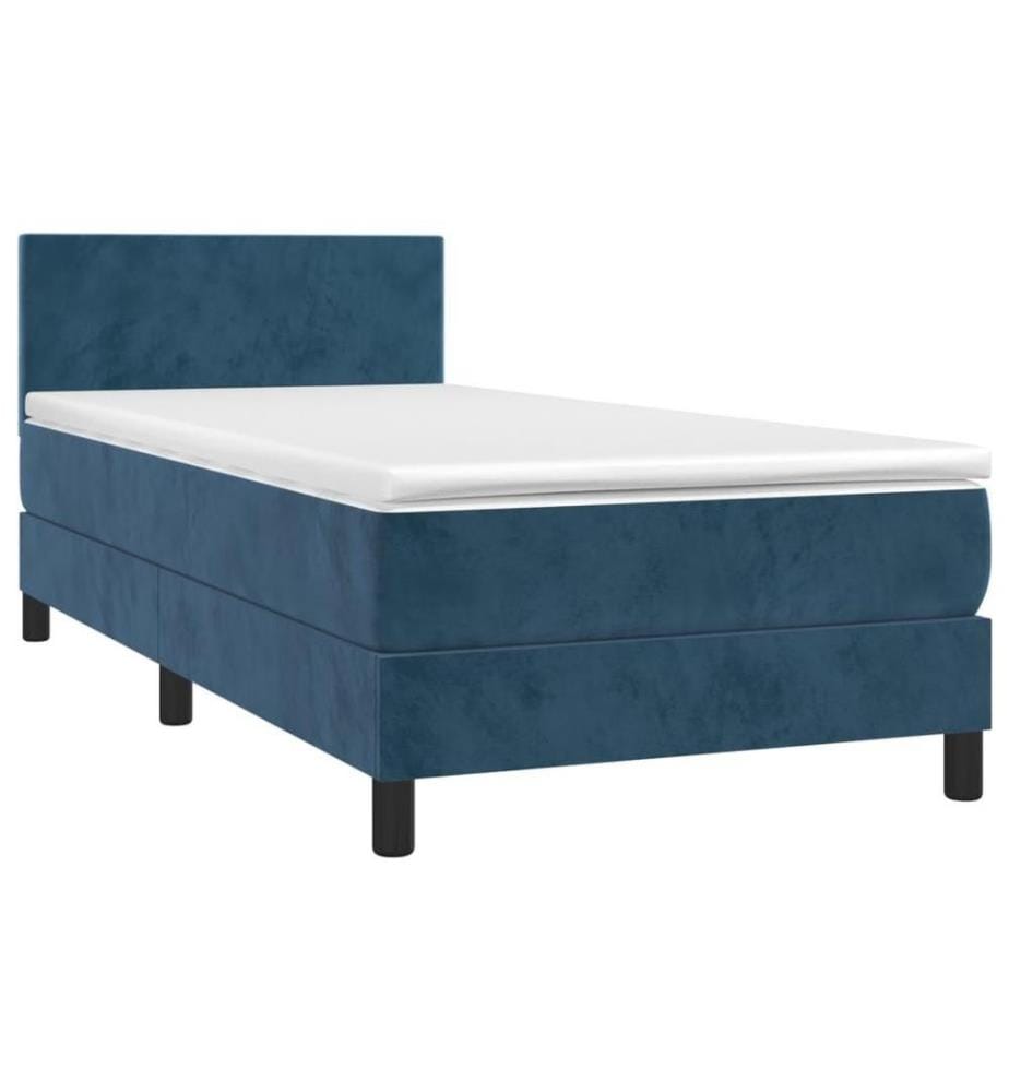 Lit à sommier tapissier avec matelas Bleu foncé 90x190 cm