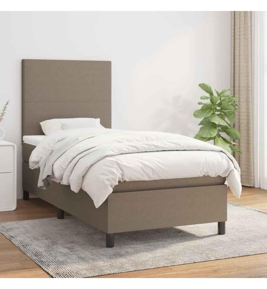 Lit à sommier tapissier avec matelas Taupe 90x200 cm Tissu