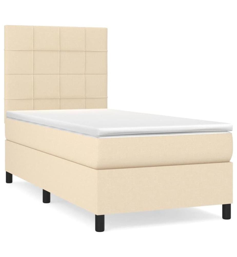 Lit à sommier tapissier avec matelas Crème 80x200 cm Tissu