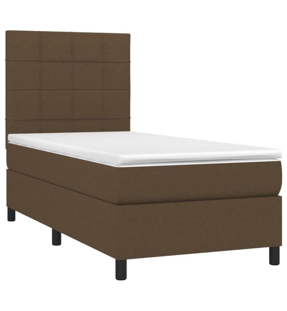 Lit à sommier tapissier avec matelas Marron foncé 90x200 cm