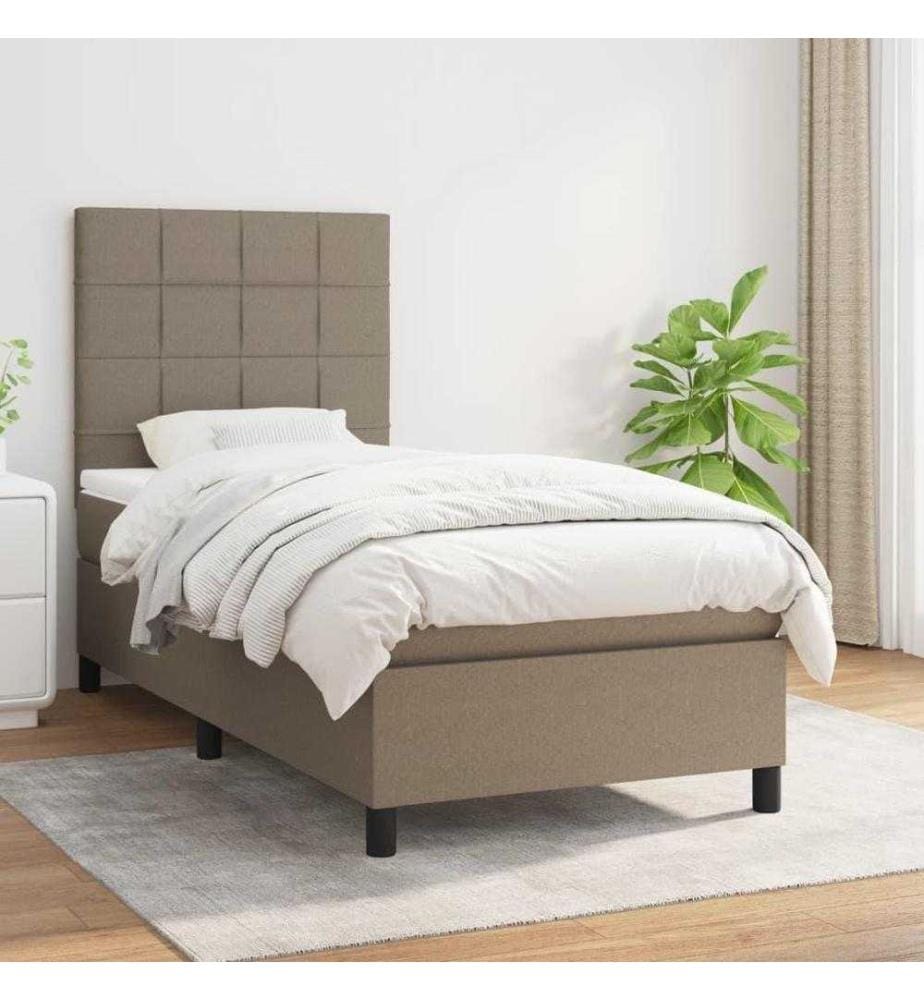 Lit à sommier tapissier avec matelas Taupe 90x200 cm Tissu