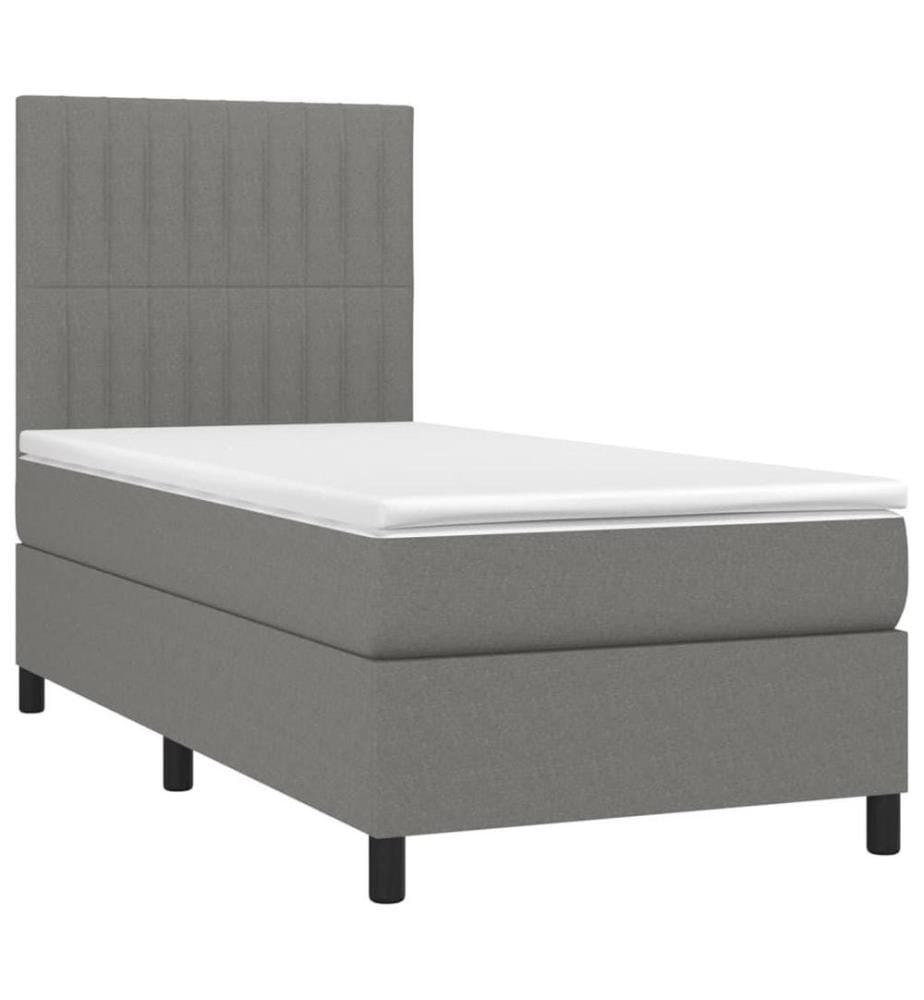 Boxspringbett mit Matratze Dunkelgrau 90x200 cm Stoff