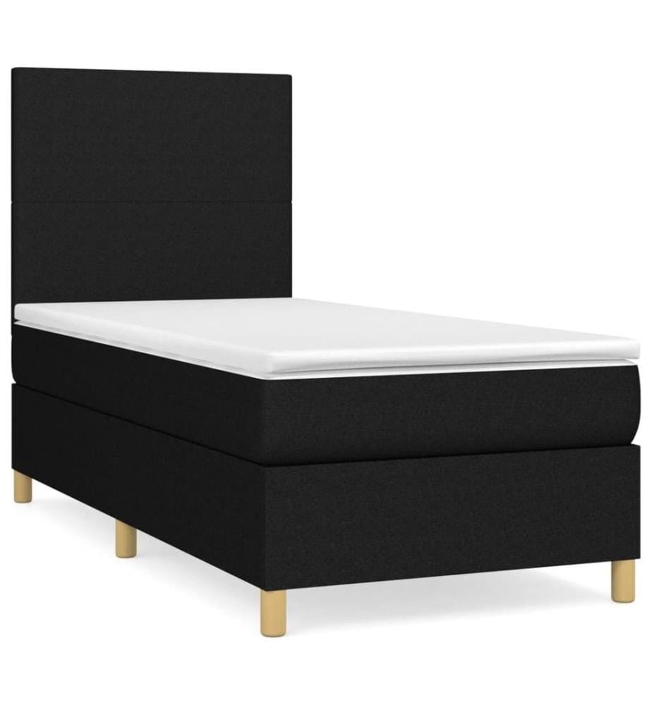Lit à sommier tapissier avec matelas Noir 90x190 cm Tissu