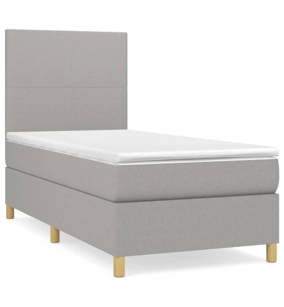 Lit à sommier tapissier avec matelas Gris clair 90x200 cm Tissu
