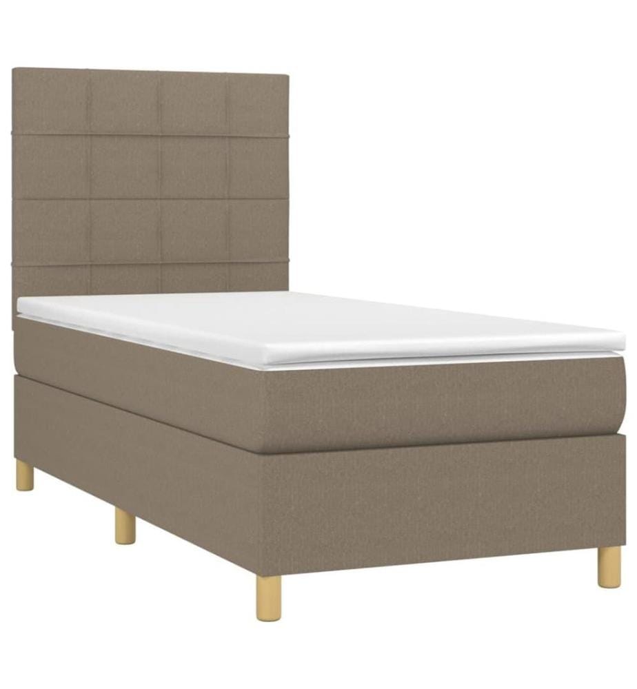 Lit à sommier tapissier avec matelas Taupe 90x200 cm Tissu
