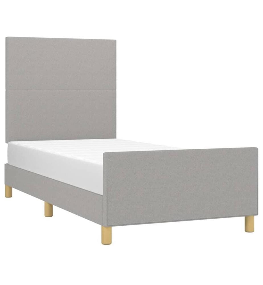 Cadre de lit avec tête de lit Gris clair 90x190 cm Tissu