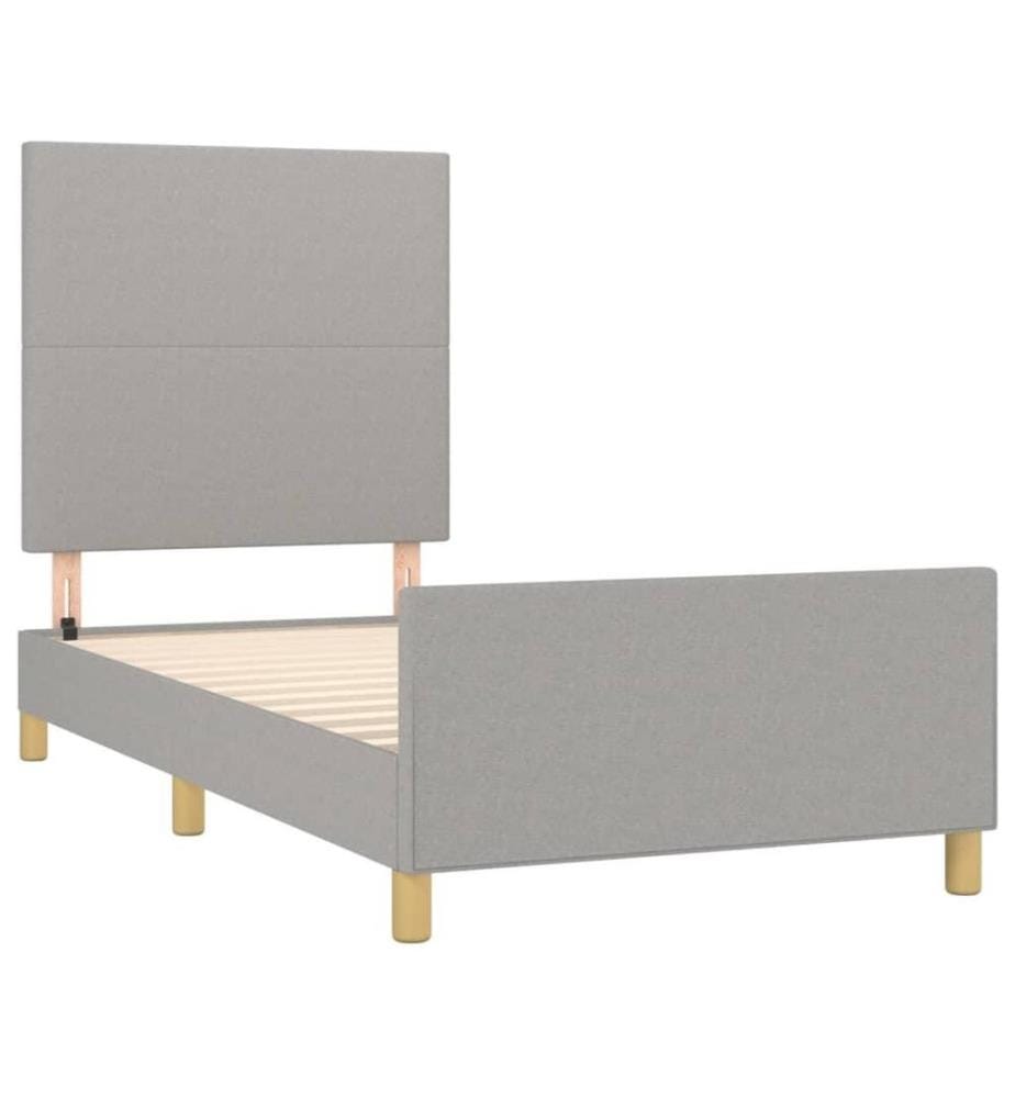 Cadre de lit avec tête de lit Gris clair 90x190 cm Tissu