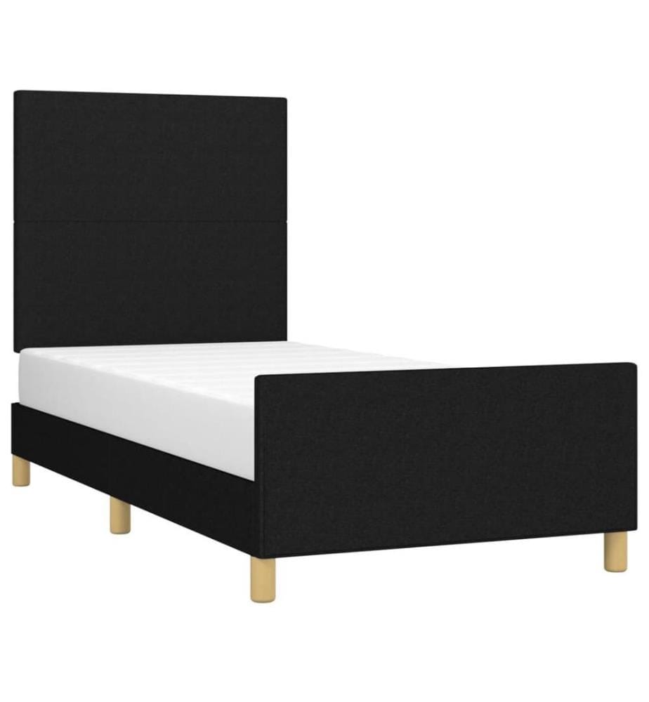Cadre de lit avec tête de lit Noir 90x190 cm Tissu