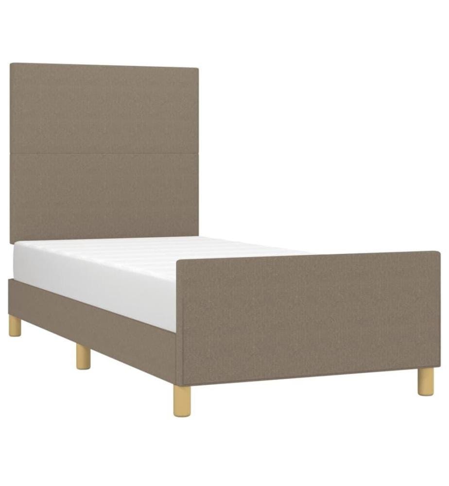Cadre de lit avec tête de lit Taupe 90x200 cm Tissu