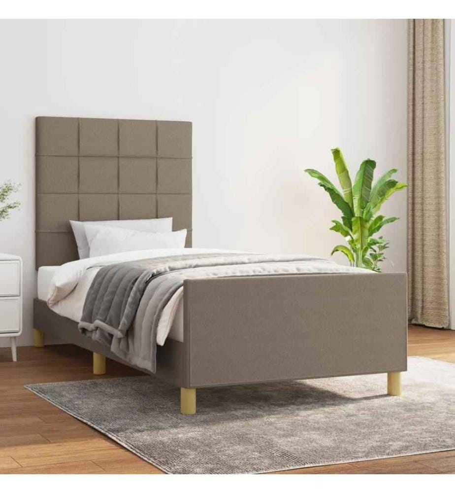 Bettgestell mit Kopfteil Taupe 80x200 cm Stoff