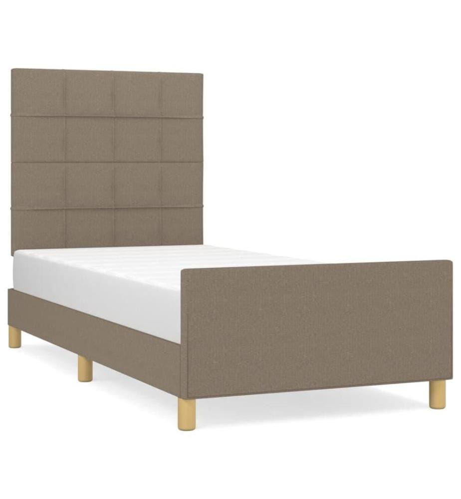 Cadre de lit avec tête de lit Taupe 90x190 cm Tissu