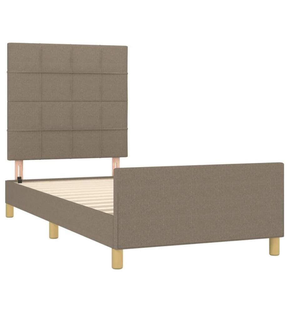 Cadre de lit avec tête de lit Taupe 90x200 cm Tissu