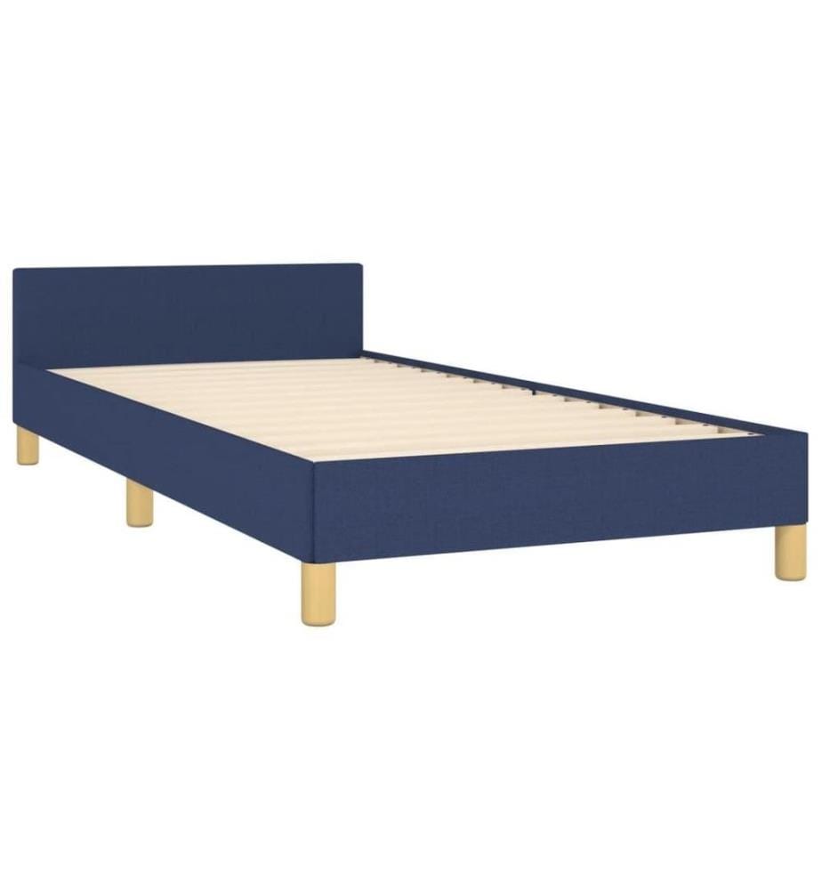 Cadre de lit avec tête de lit Bleu 90x200 cm Tissu