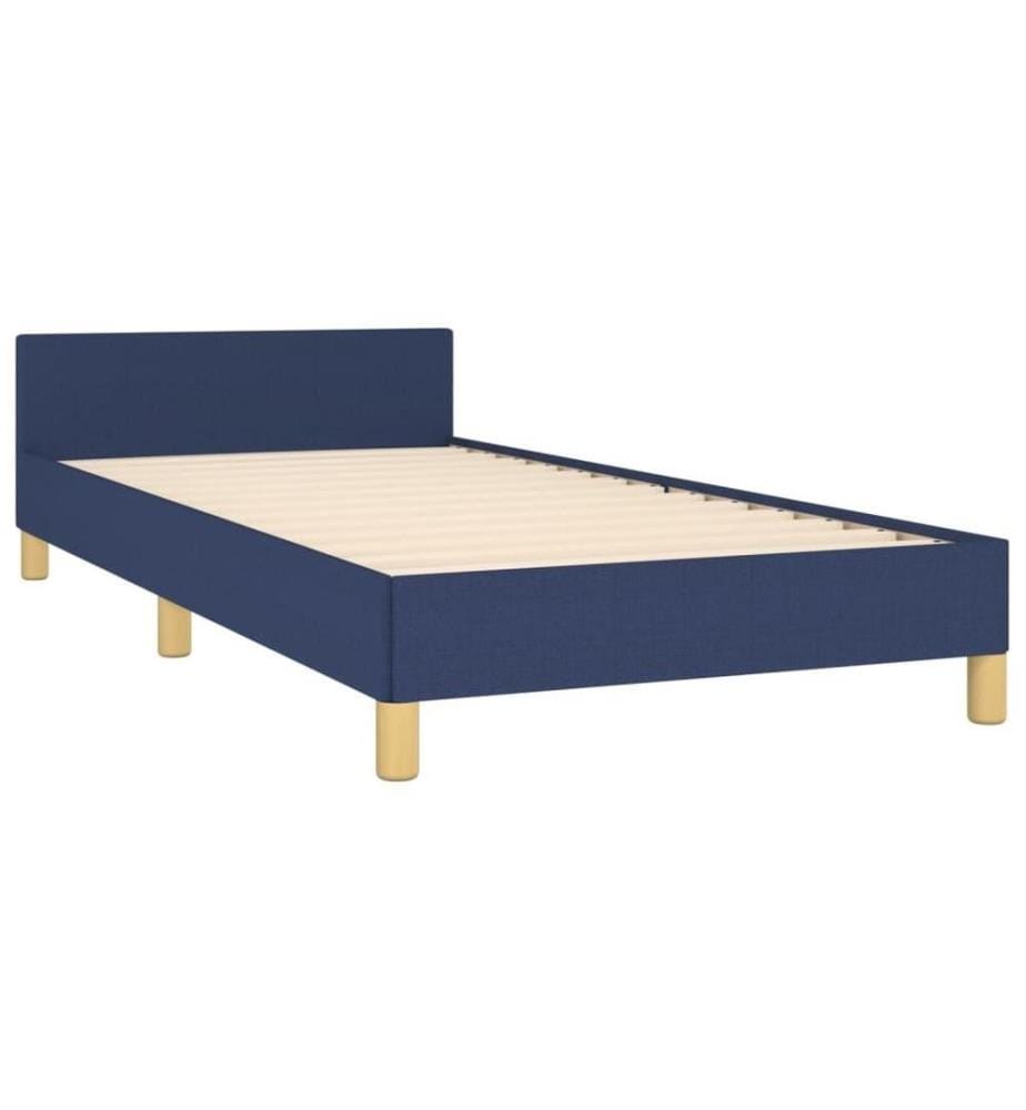 Cadre de lit avec tête de lit Bleu 90x200 cm Tissu