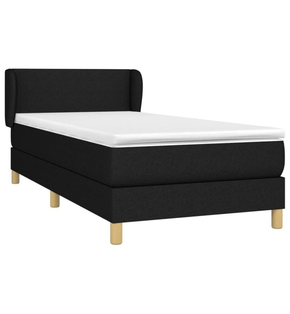 Lit à sommier tapissier avec matelas Noir 90x190 cm Tissu