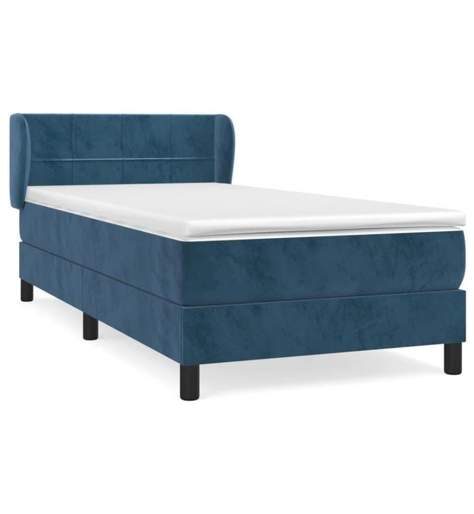 Boxspringbett mit Matratze Dunkelblau 100x200 cm Samt