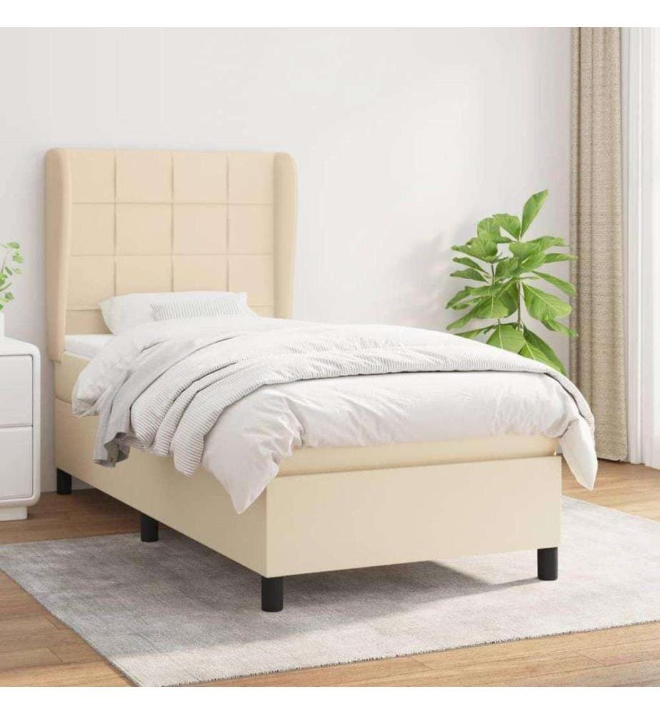 Boxspringbett mit Matratze Creme 80x200 cm Stoff