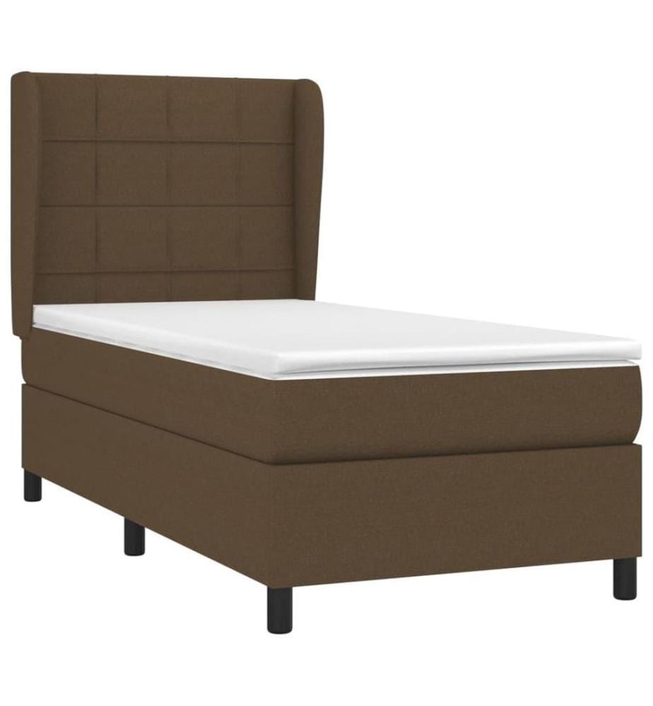 Lit à sommier tapissier avec matelas Marron foncé 90x200 cm