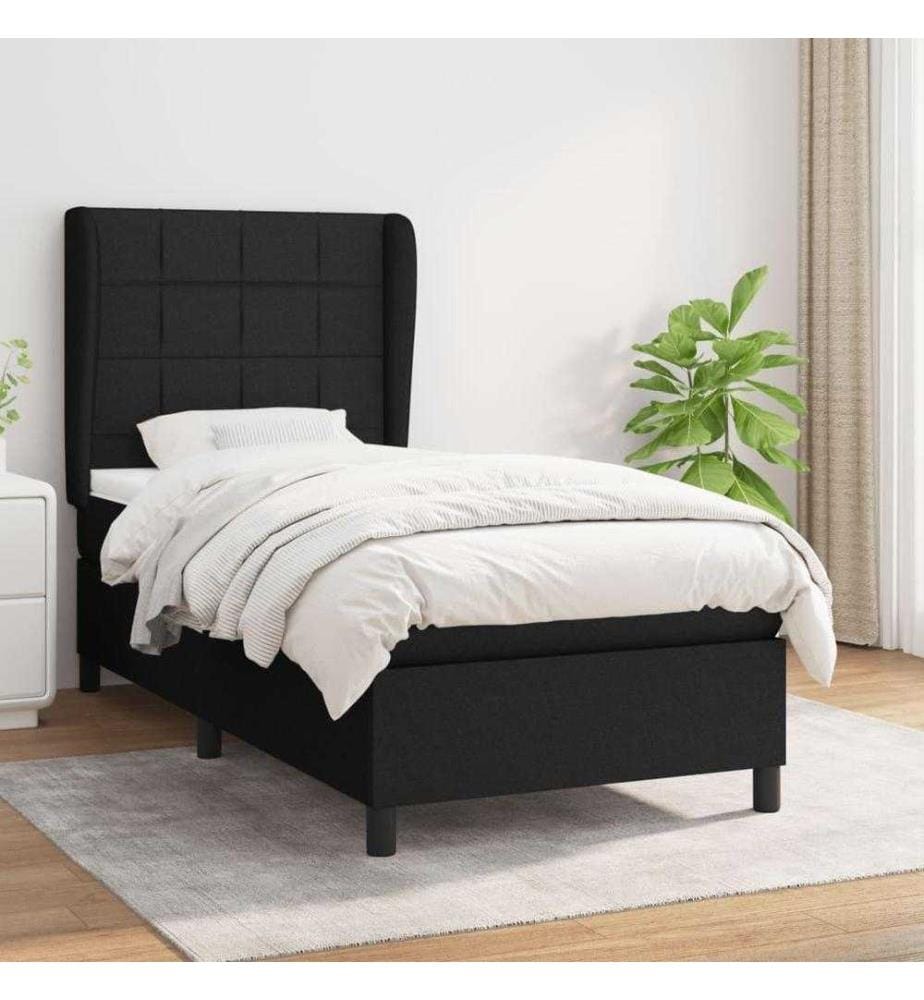 Boxspringbett mit Matratze Schwarz 100x200 cm Stoff