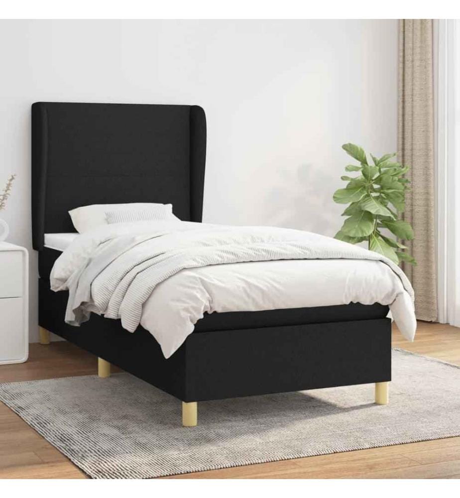 Boxspringbett mit Matratze Schwarz 100x200 cm Stoff