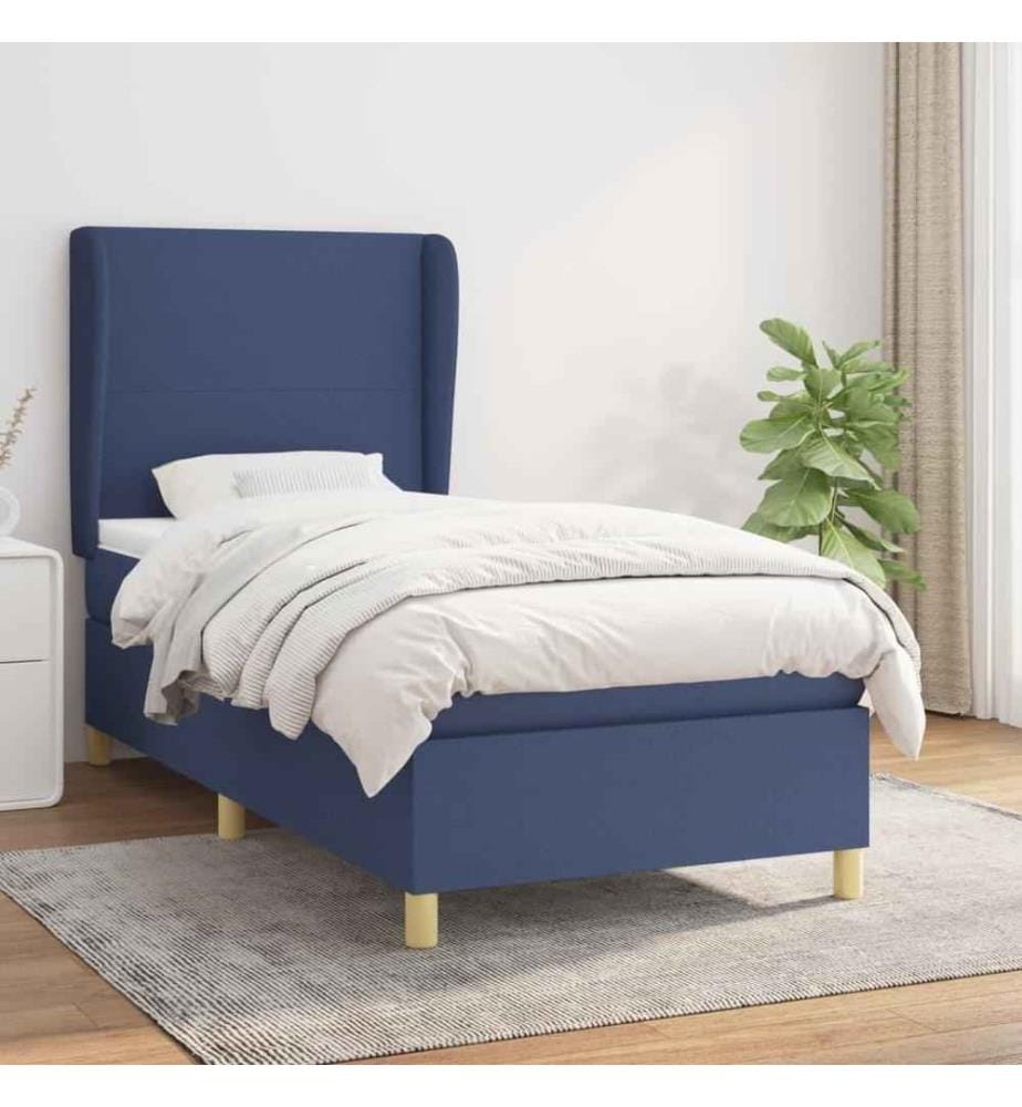 Boxspringbett mit Matratze Blau 100x200 cm Stoff
