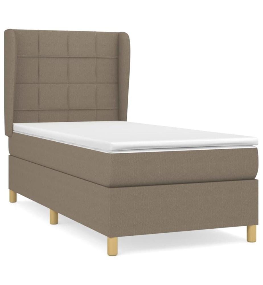 Lit à sommier tapissier avec matelas Taupe 90x200 cm Tissu
