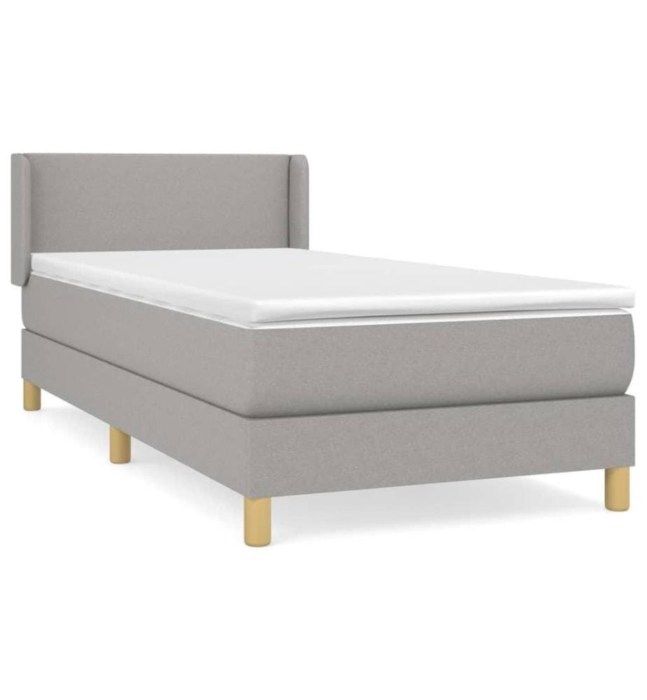 Lit à sommier tapissier avec matelas Gris clair 90x200 cm Tissu