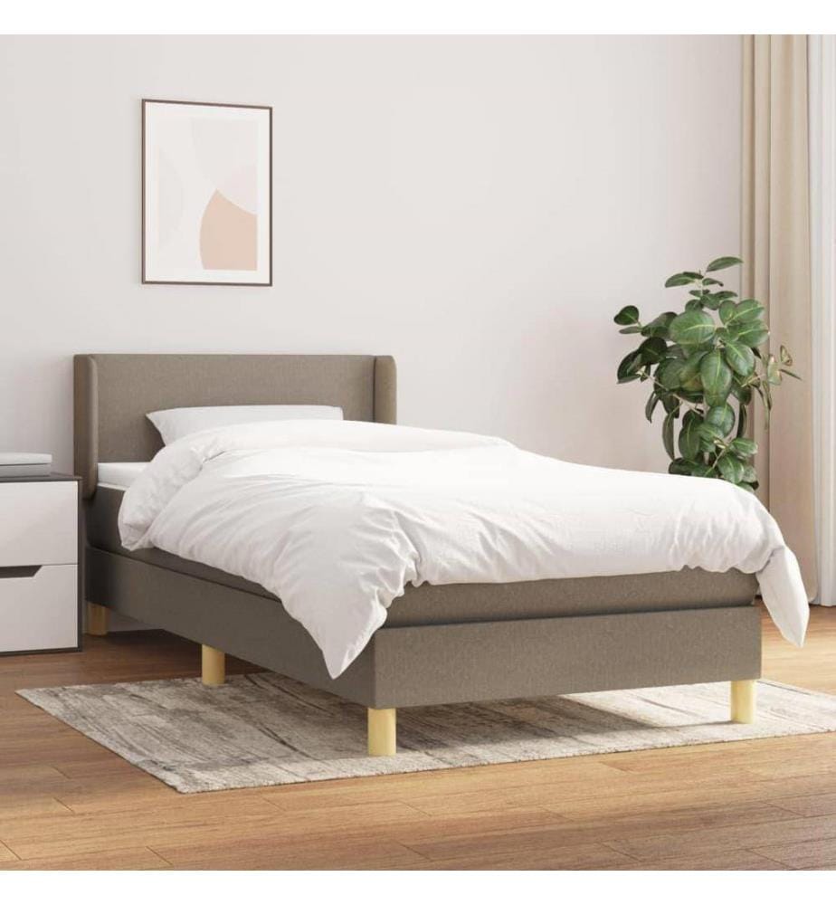 Lit à sommier tapissier avec matelas Taupe 90x200 cm Tissu