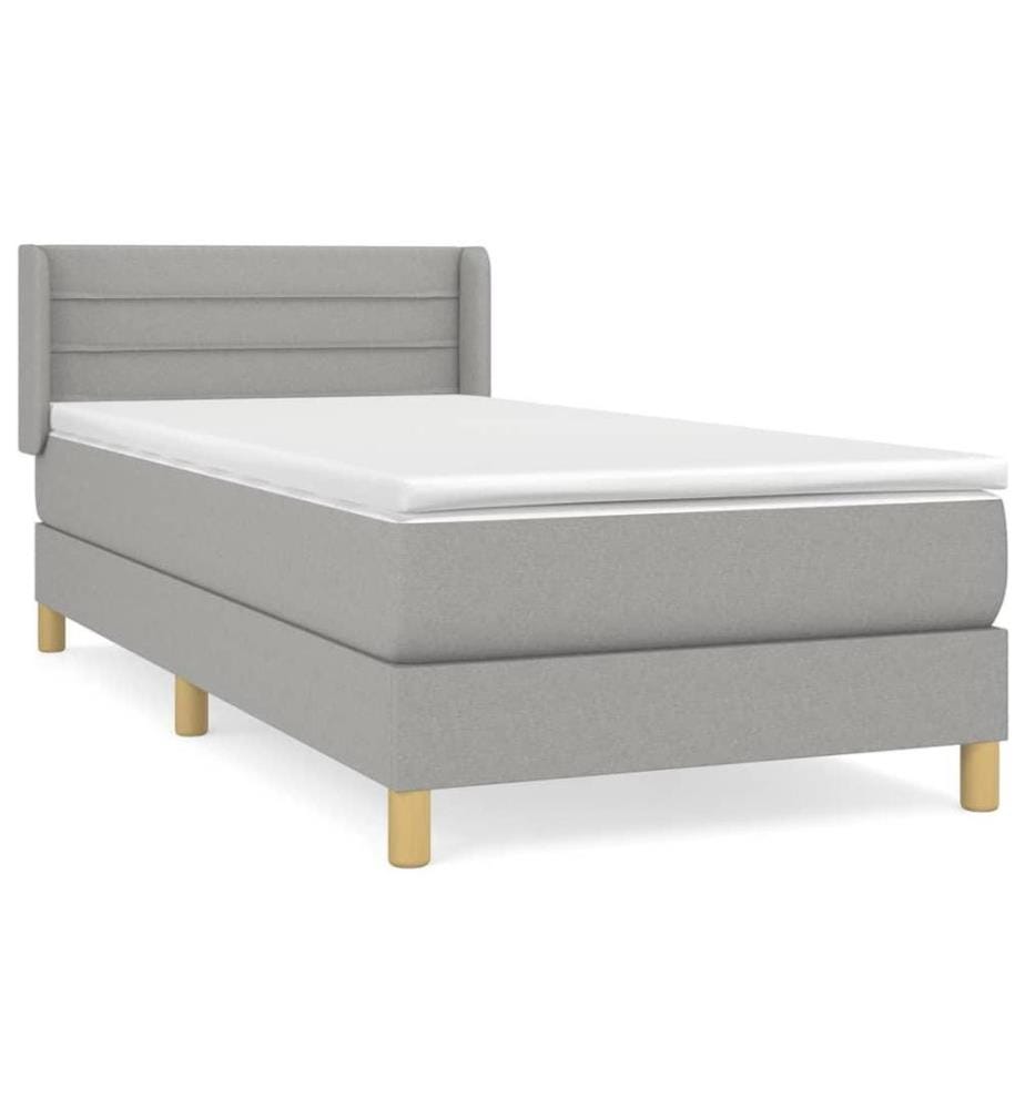 Boxspringbett mit Matratze Hellgrau 80x200 cm Stoff