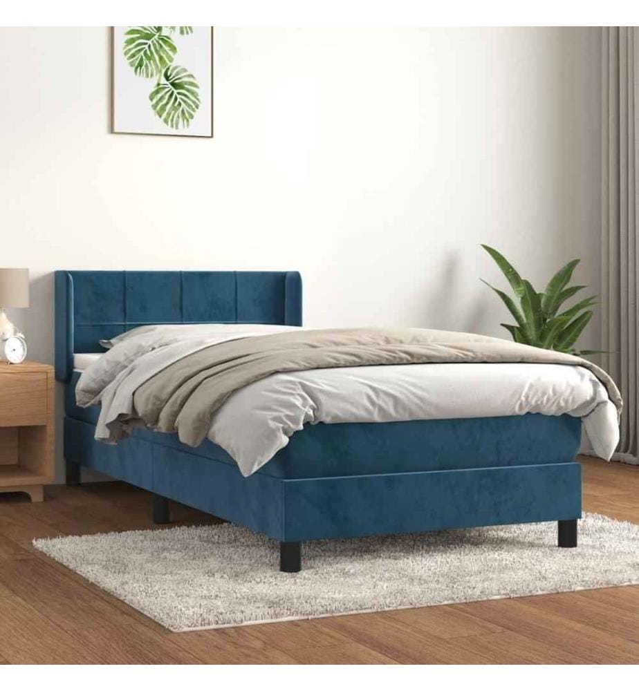 Boxspringbett mit Matratze Dunkelblau 100x200 cm Samt